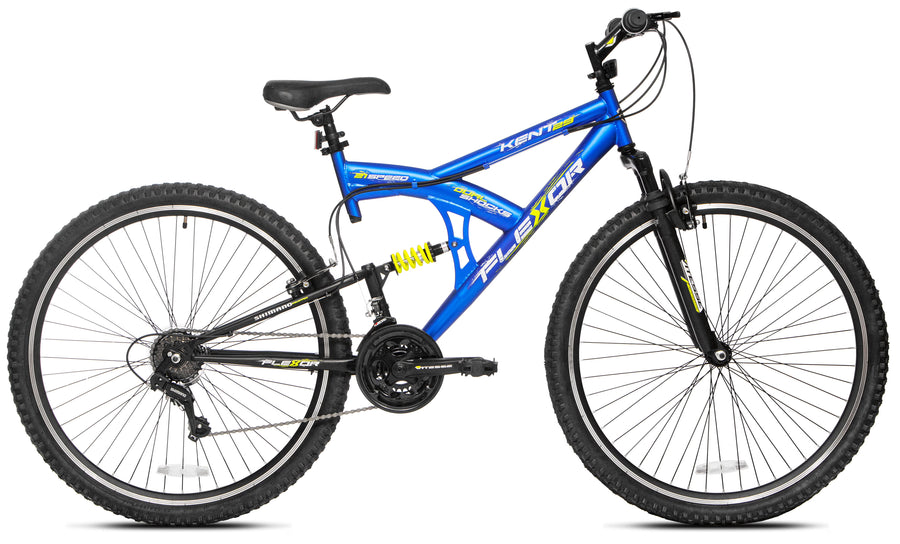 29" Kent Flexor Dual Suspension Mountain Bike, Adult Ages 14+, Blue for Home, Garden & Everyday Use