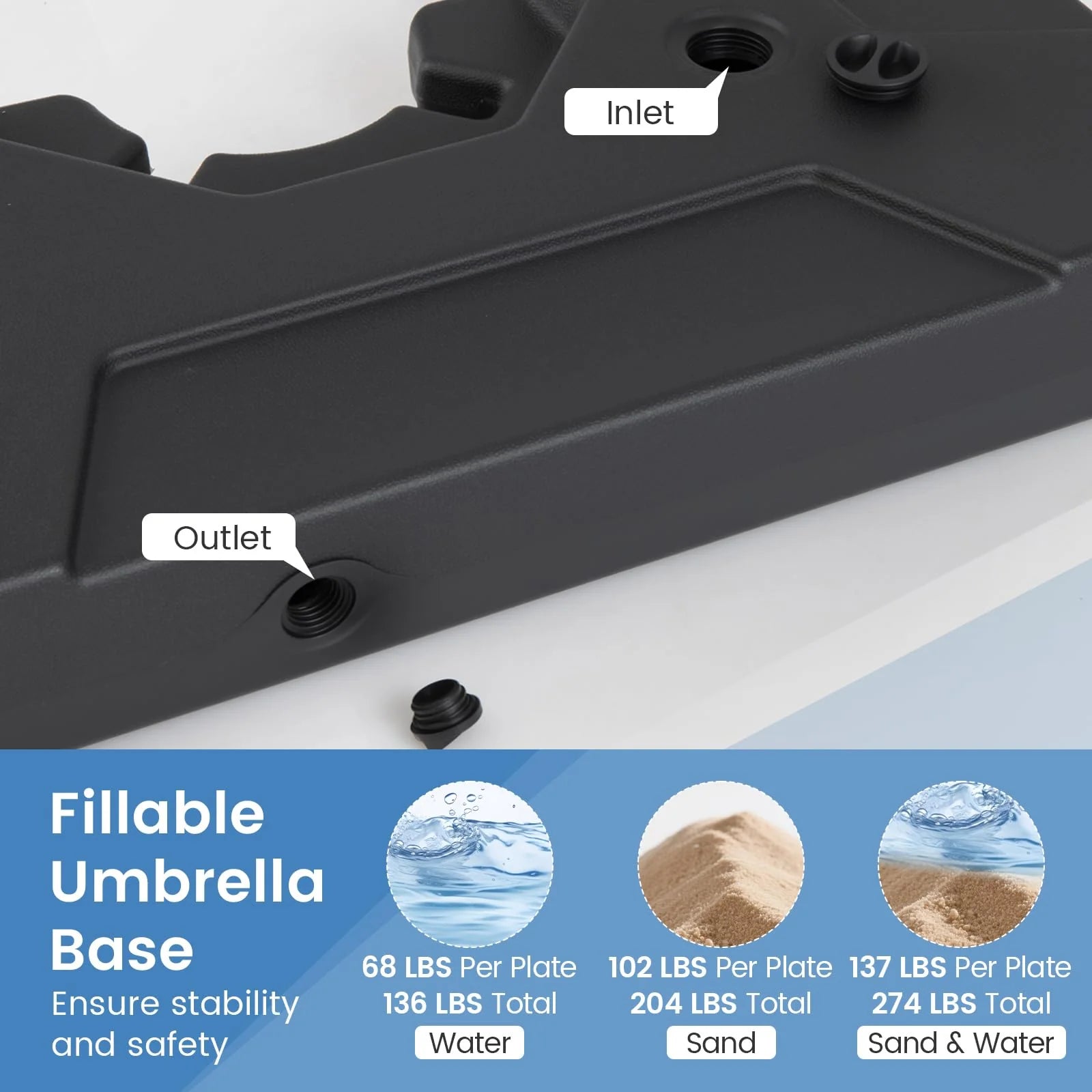 274 LBS Cantilever Patio Umbrella Base with Handles