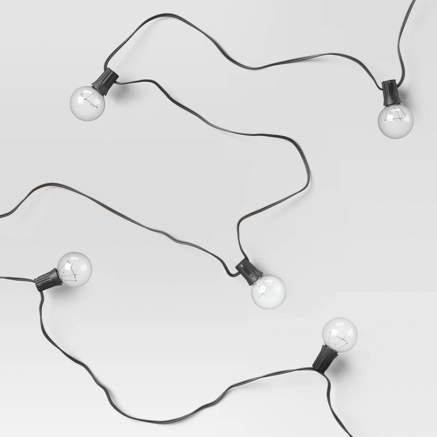 20ct Incandescent Outdoor String Lights G40 Clear Bulbs - Black Wire - Room Essentials for Home, Patio & Room Decor