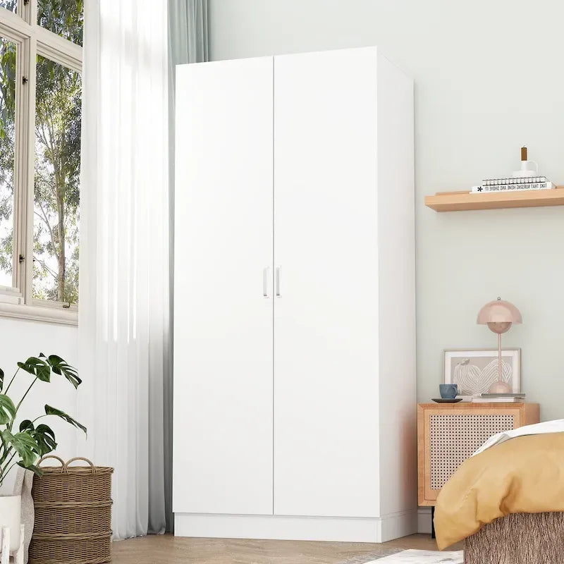 5 - Shelf Wardrobe Cabinet with Double Doors, Home Storage Organizer for Garage, Pantry & Home Organization